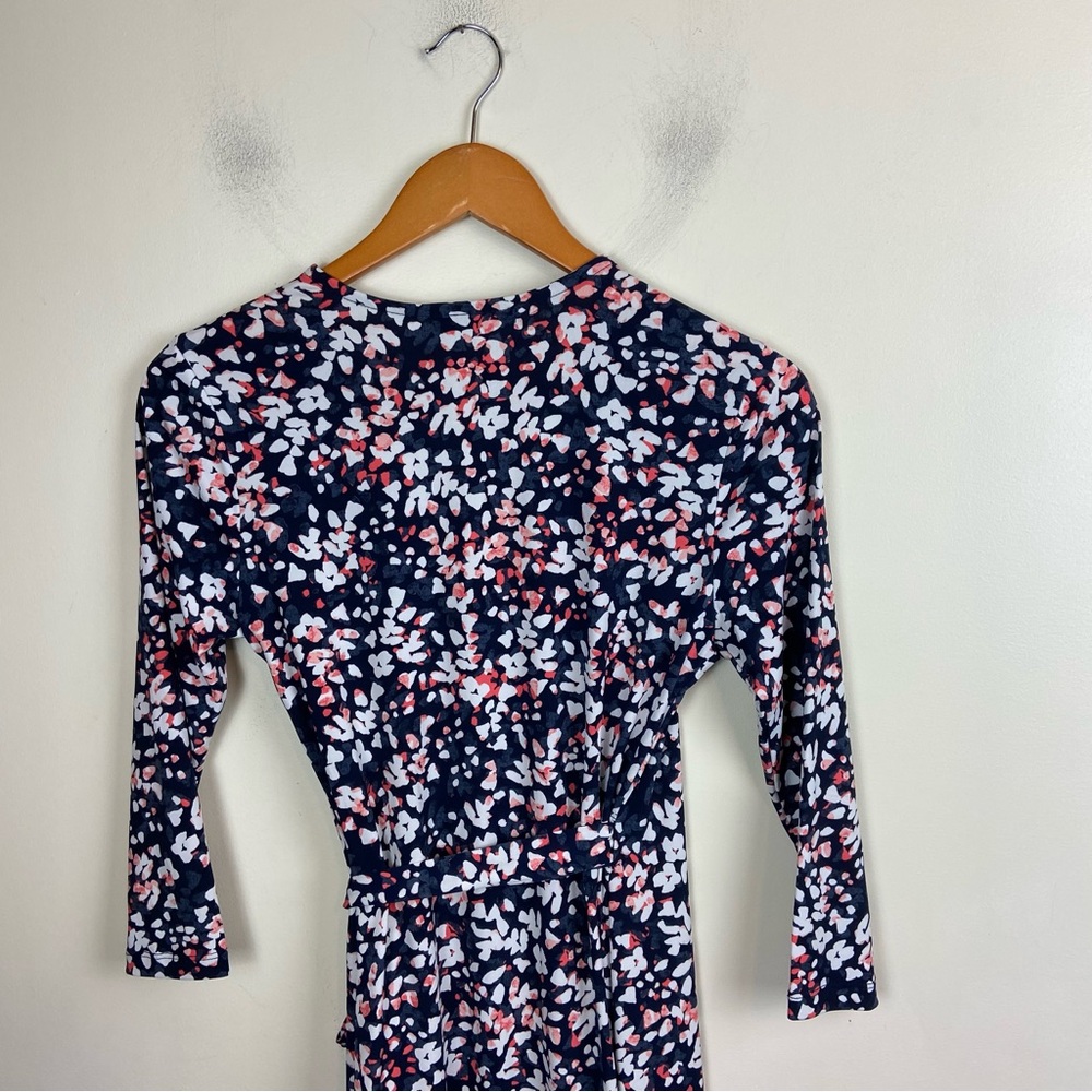 Banana Republic Blue White Pink Abstract Print Wrap‎ Dress Size XS Office - Picture 5 of 9